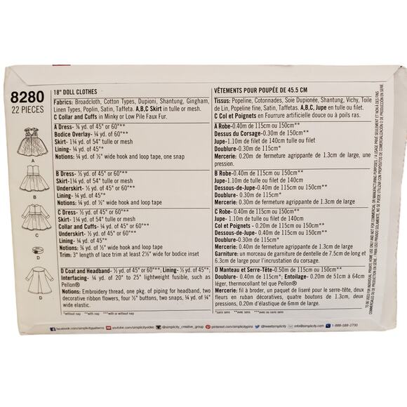 American Girl Home Sewing Pattern For Dolls Simplicity 8280 Doll Dresses UNCUT - Picture 5 of 8